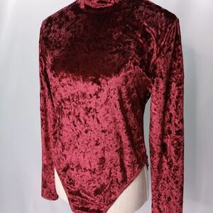 Victoria's Secret Velvet Bodysuit in Deep Red